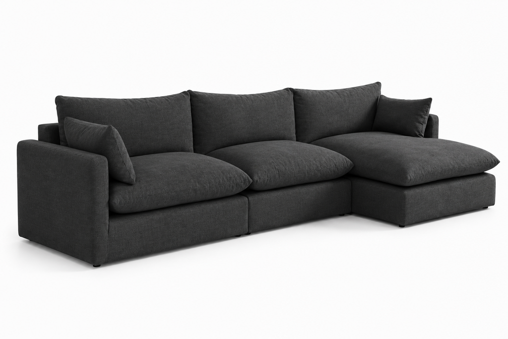 Nadia 3-piece Modular Sofa with Ottoman (Charcoal)