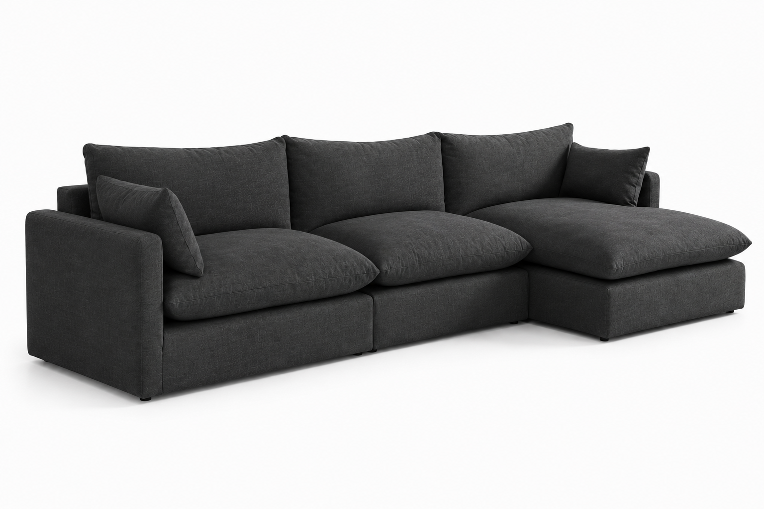 Nadia 3-piece Modular Sofa with Ottoman (Charcoal)