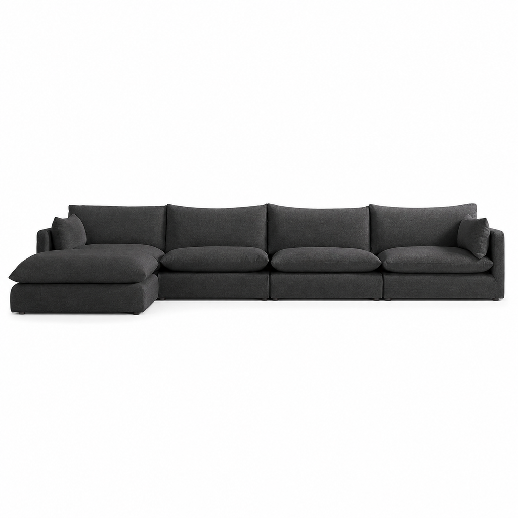 Nadia 4-piece Modular sofa with Ottoman (Charcoal)