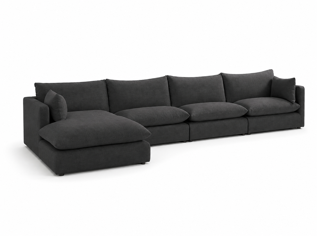 Nadia 4-piece Modular sofa with Ottoman (Charcoal)